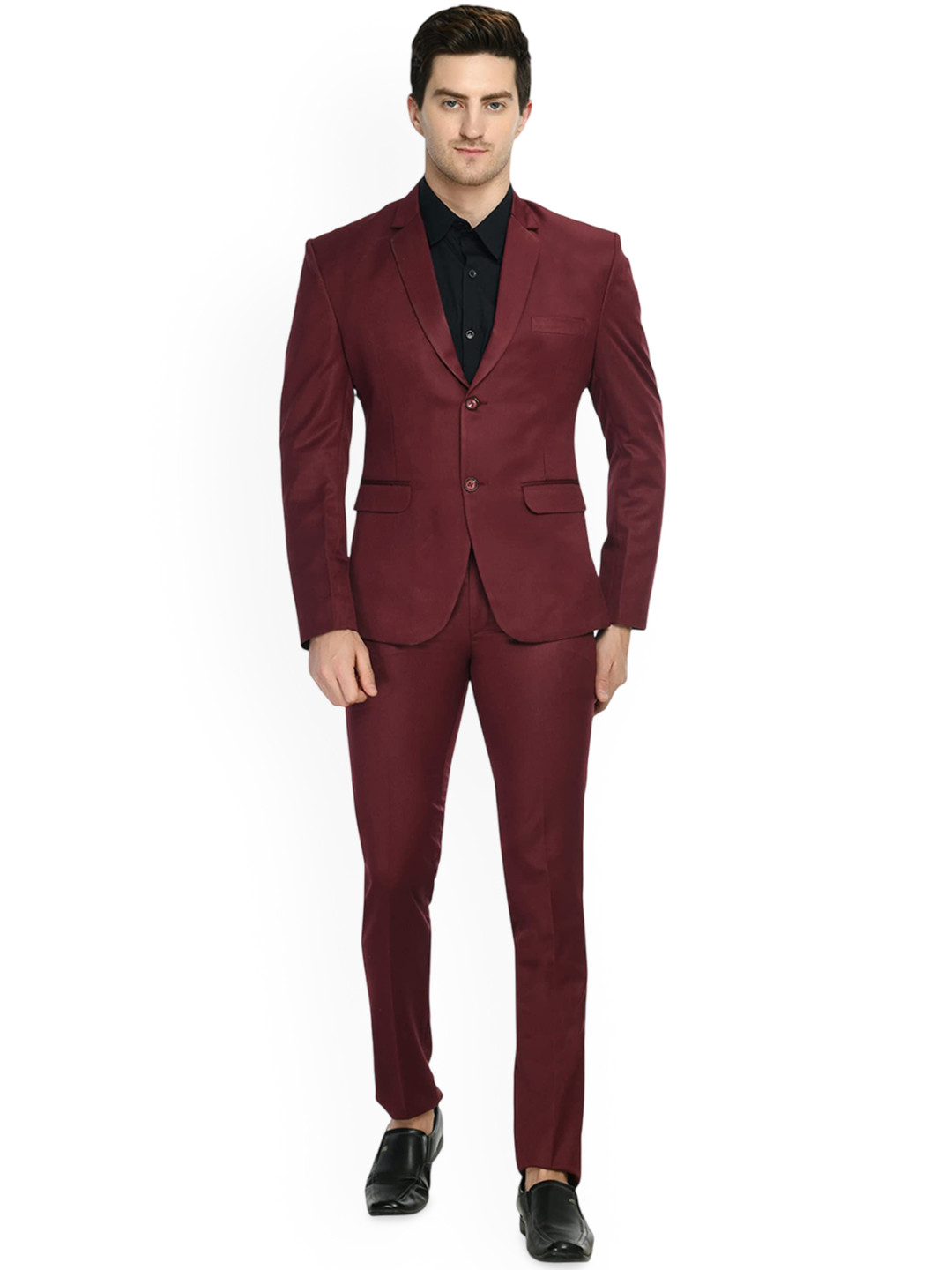 FIVEFEB Men Slim-Fit Notched Lapel Single-Breasted Two-Piece Blazer and Trousers