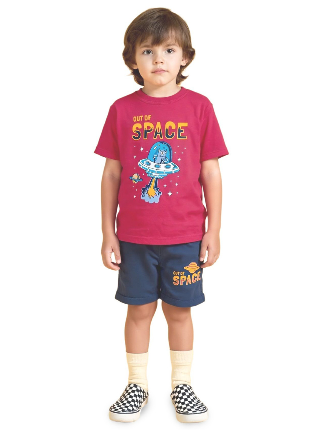 KIDSCUTE Boys Printed Pure Cotton T-shirt with Shorts
