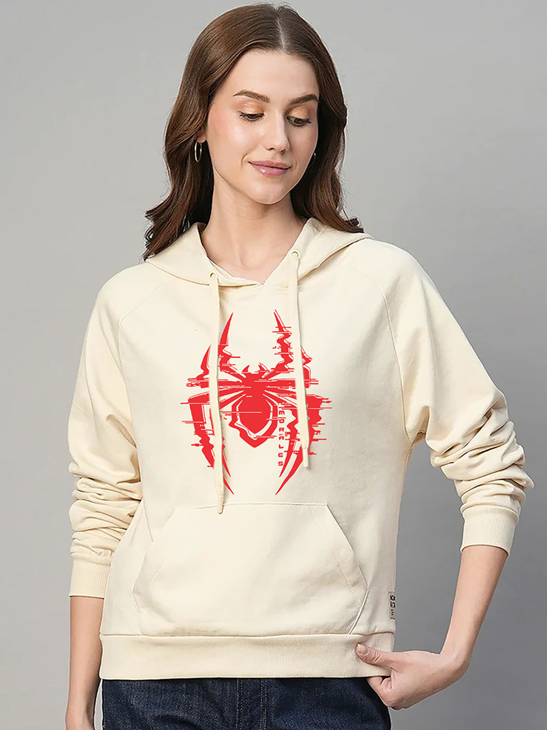 BRIEF CHICKADE Women Spider-Man Printed Hooded Sweatshirt