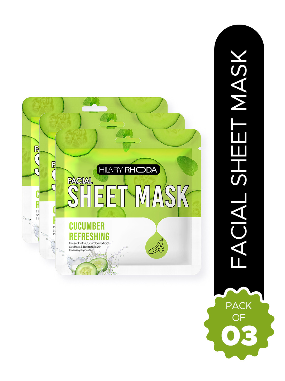 Hilary Rhoda Set Of 3 Cucumber Refreshing Sheet Mask- 20 g Each