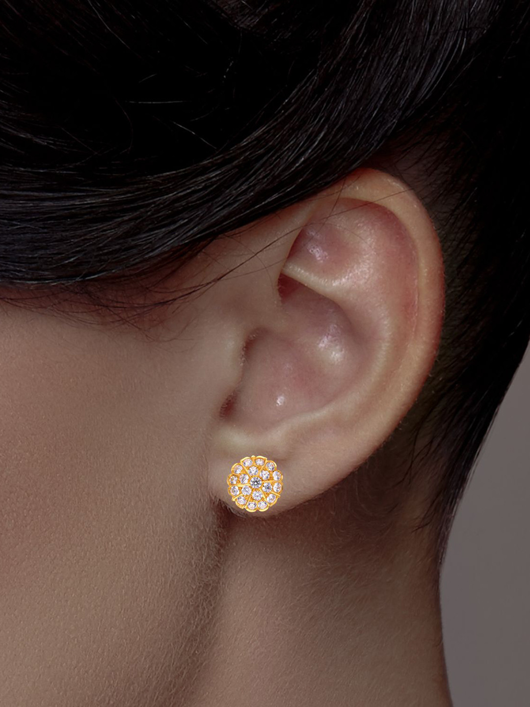 C KRISHNIAH CHETTY JEWELLERS PVT LTD Women 22Kt Gold Stone Studded Stud Earrings - 4.66 g
