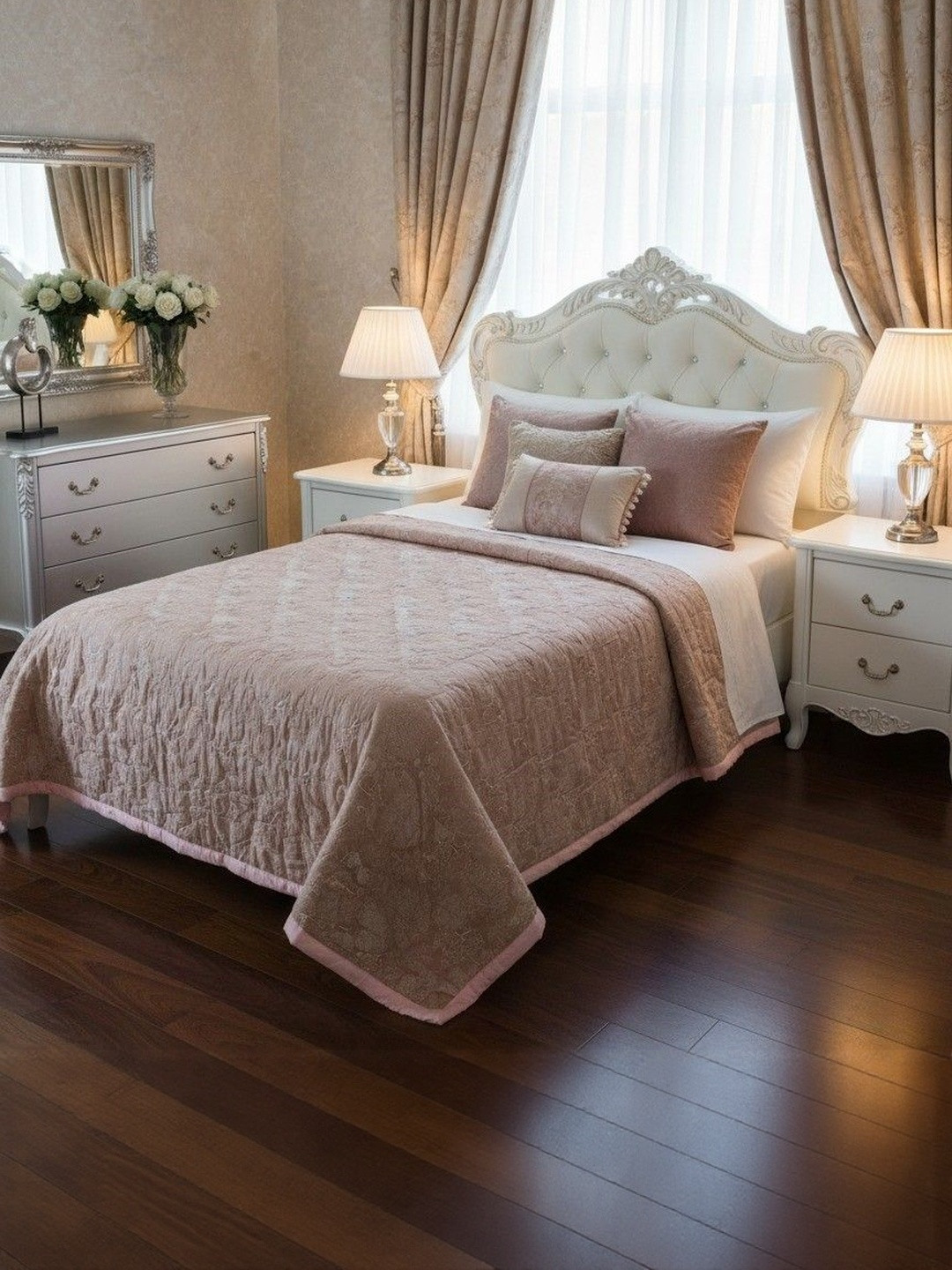 Signature Fuchsia Floral Microfiber AC Room 350 GSM Single Bed Comforter