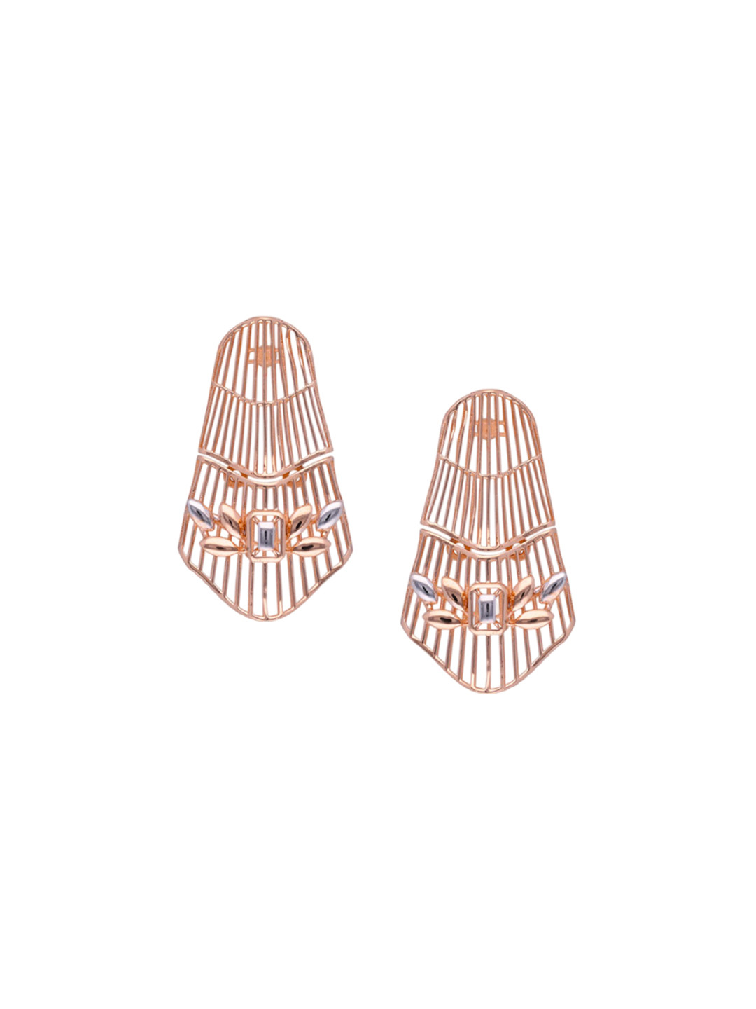 C KRISHNIAH CHETTY JEWELLERS PVT LTD 18Kt Rose Gold Lattice Earrings - 4.05 g