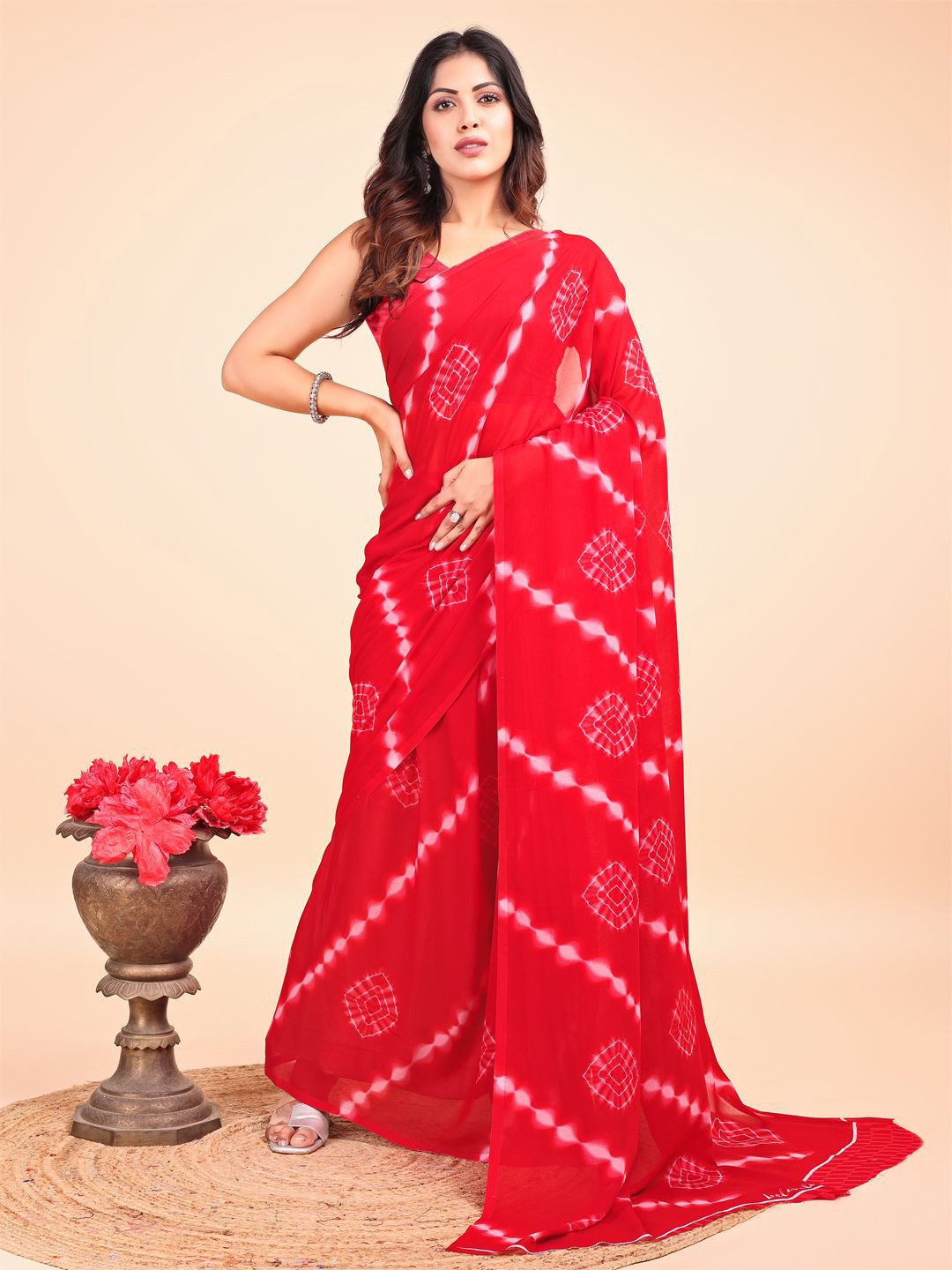 Leelavati Tie and Dye Pure Chiffon Designer Saree