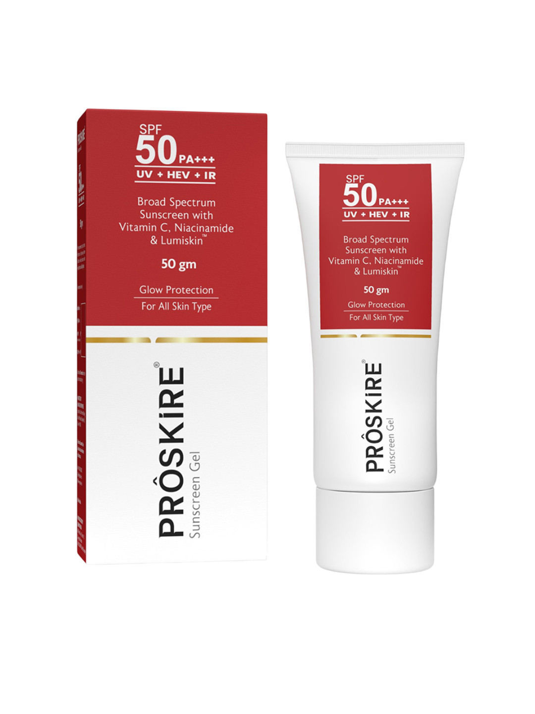 Proskire Sunscreen Gel SPF 50 PA+++ With Vitamin C & Niacinamide - 50 g
