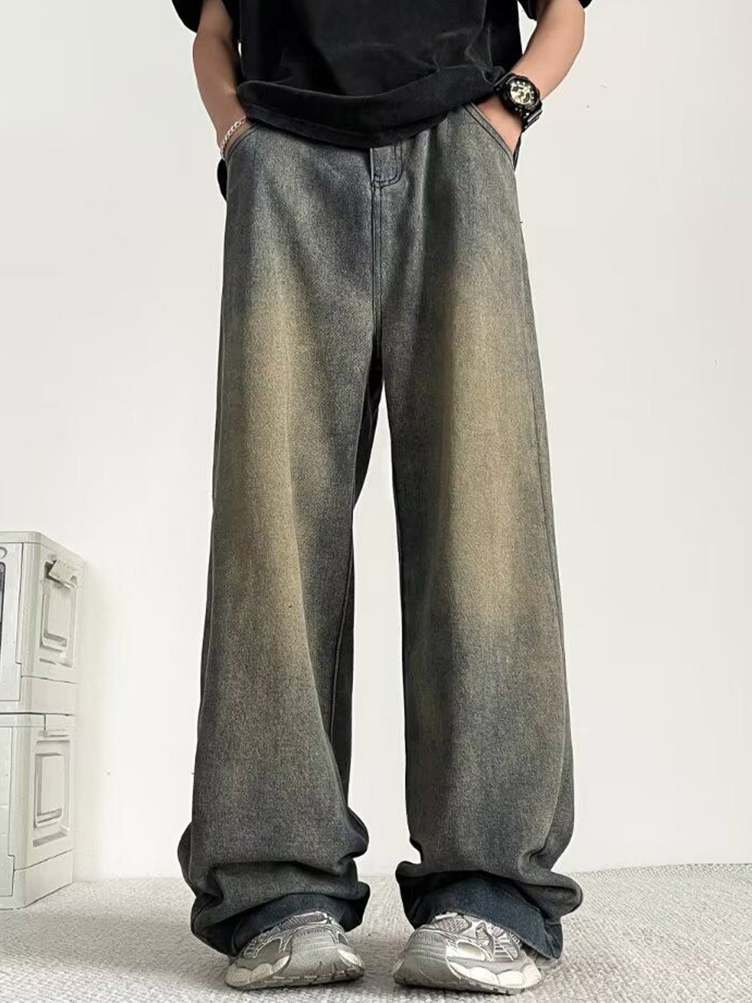 StyleCast x Revolte Men Relaxed Fit Mid-Rise Light Fade Jeans
