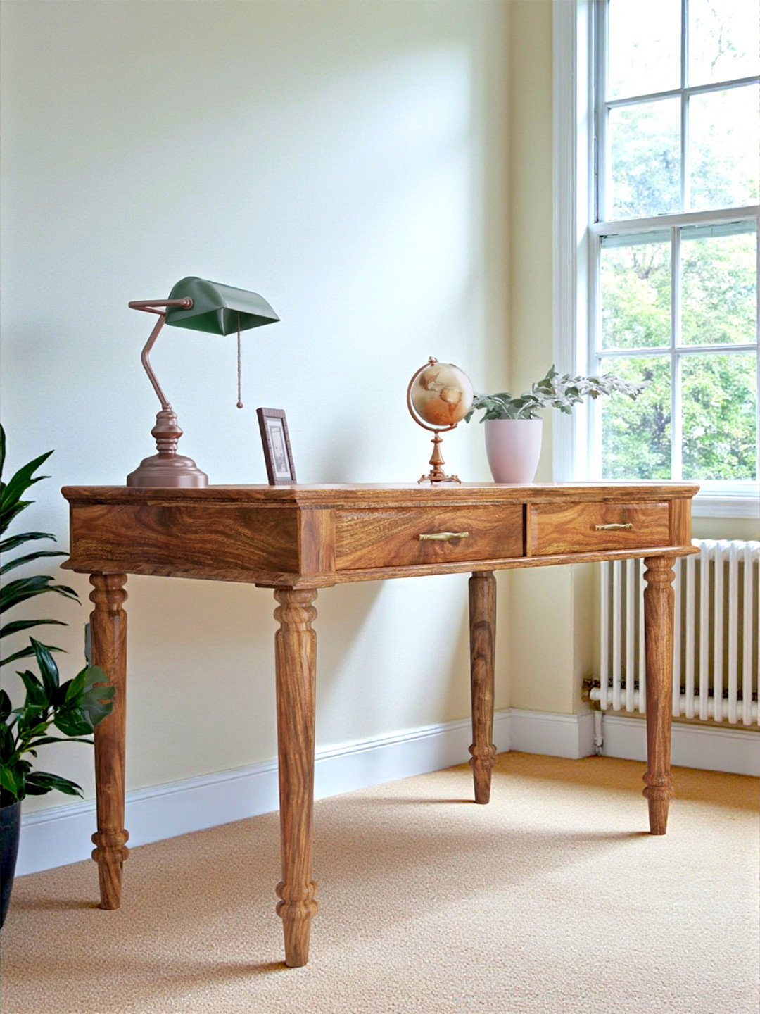 Ikiriya Sheesham Wood Study Computer Table (Natural Teak Finish)