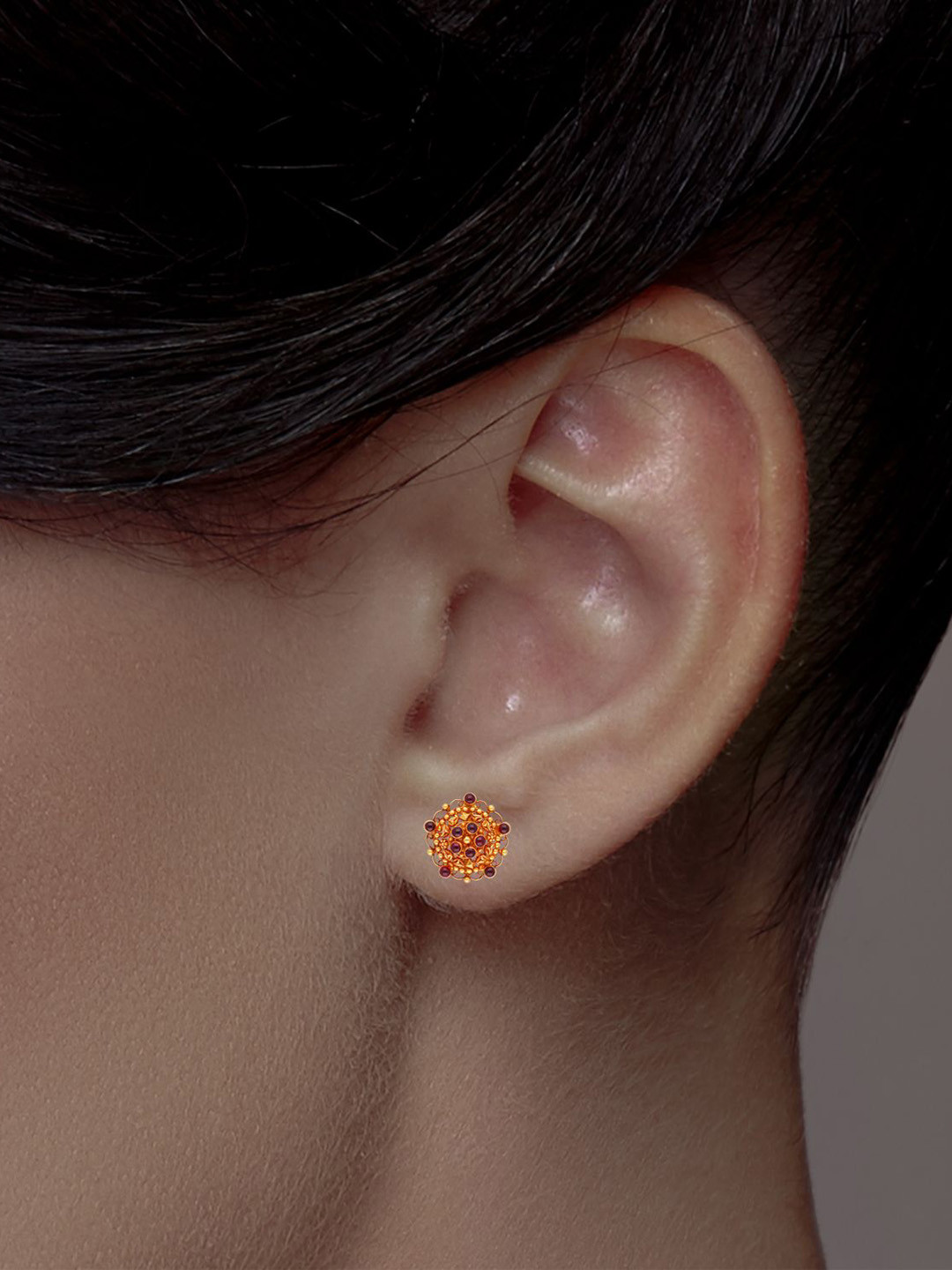 C KRISHNIAH CHETTY JEWELLERS PVT LTD Women 22KT Gold Crimson Stud Earrings - 6.55 g