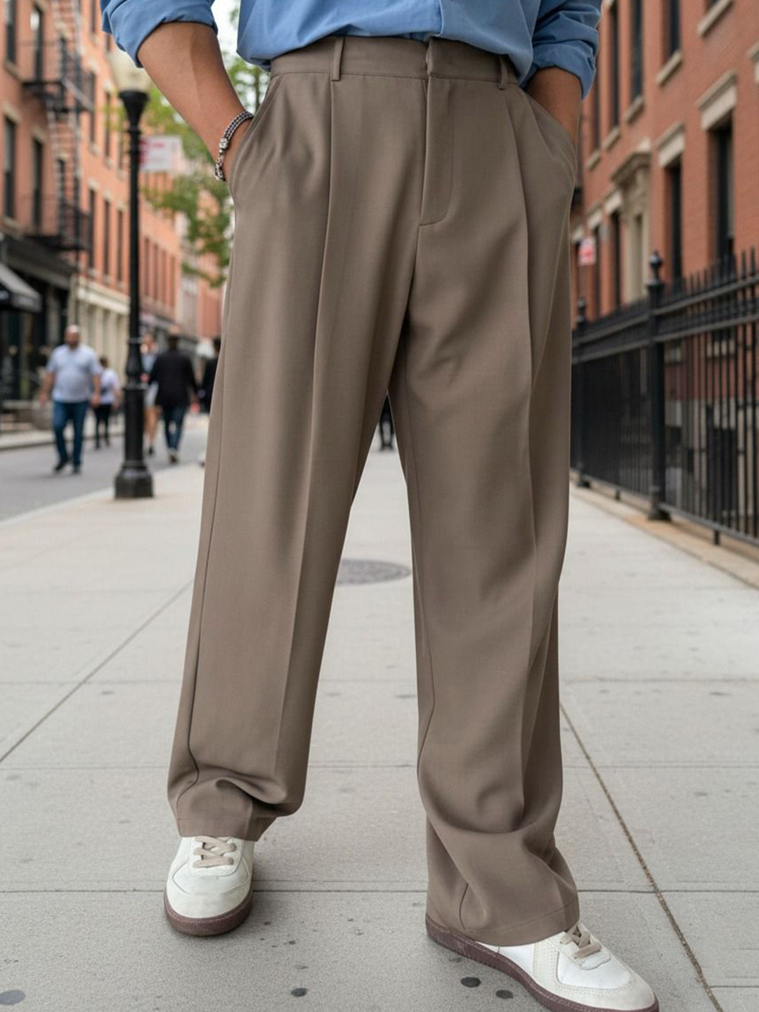 COVZ Men Korean Loose Fit Easy Wash Pleated Trousers
