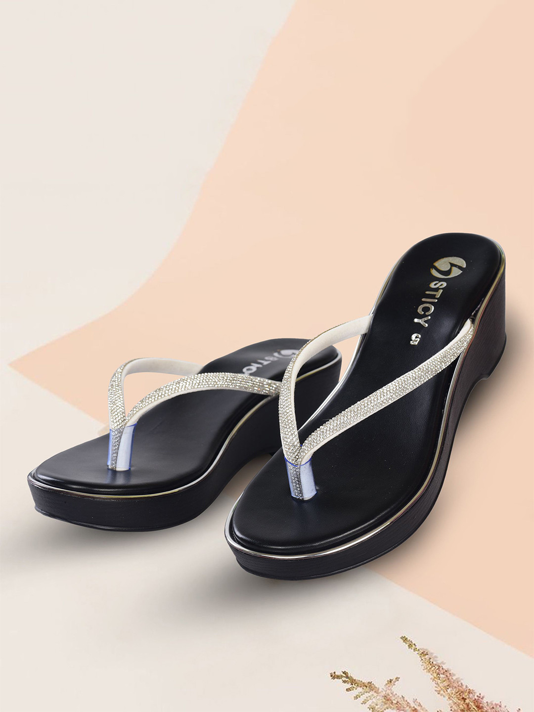 STICY Women Open Back Wedge Heels