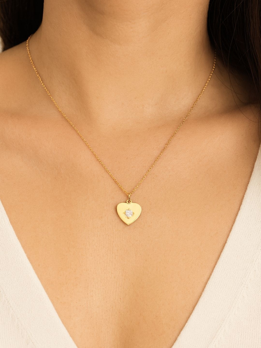 Tipsy closet Gold-Plated Heart Shaped Pendants with Chains
