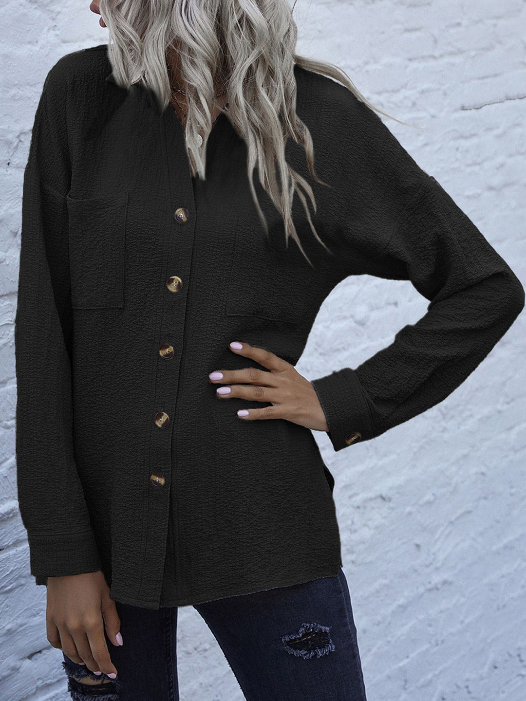 StyleCast Women Spread Collar Roll-Up Sleeveless Casual Shirt