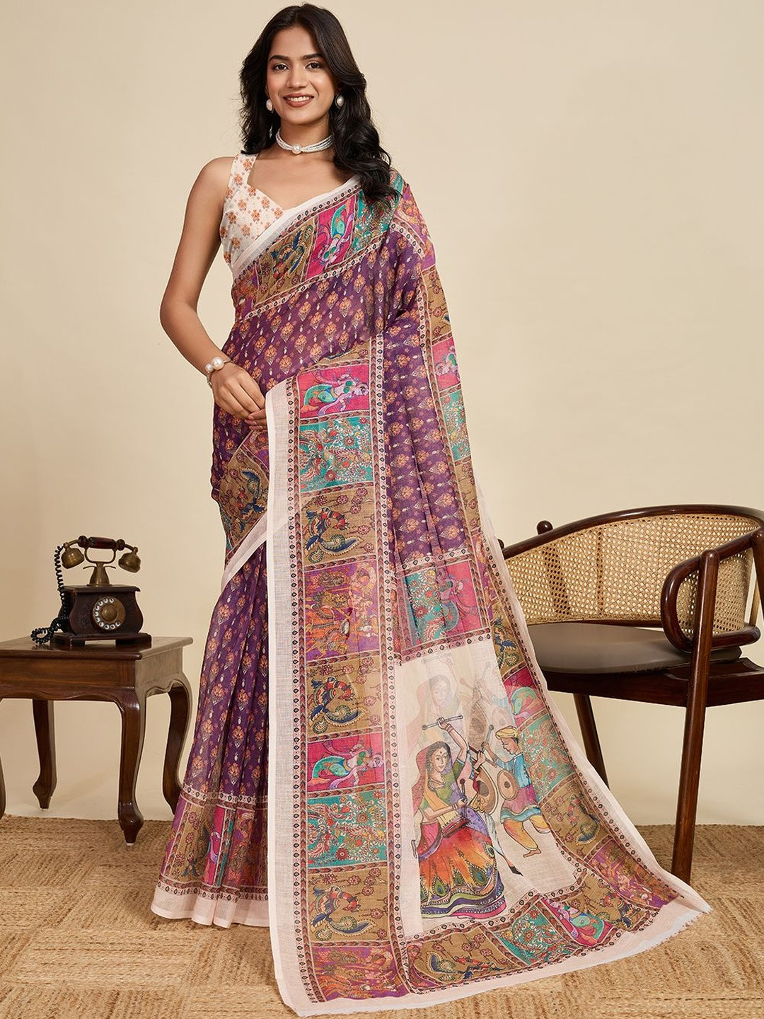 MARUTI ART Linen Blend Saree