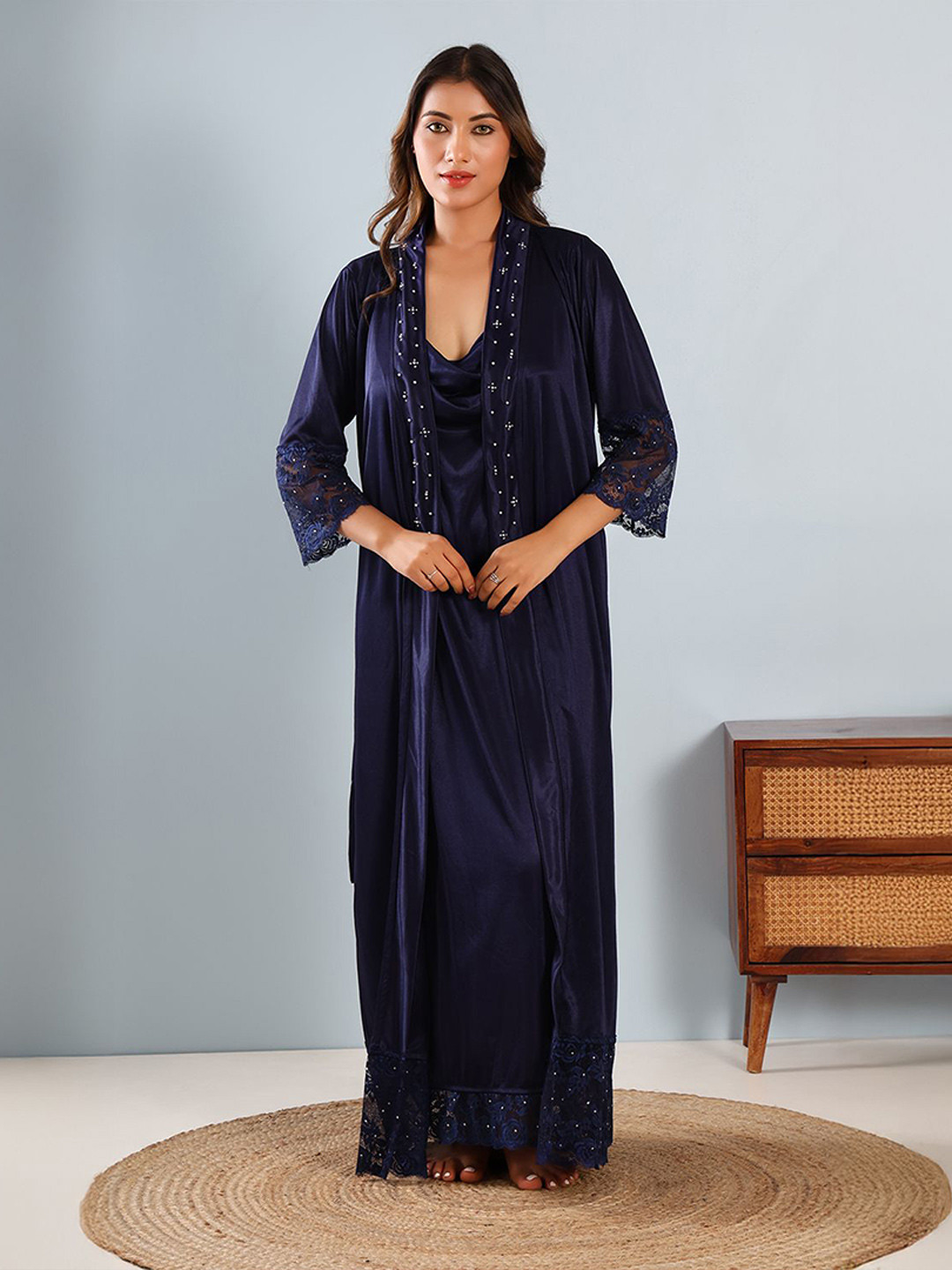 HOUSE OF ELORRA Women's Solid Maxi Nightdress