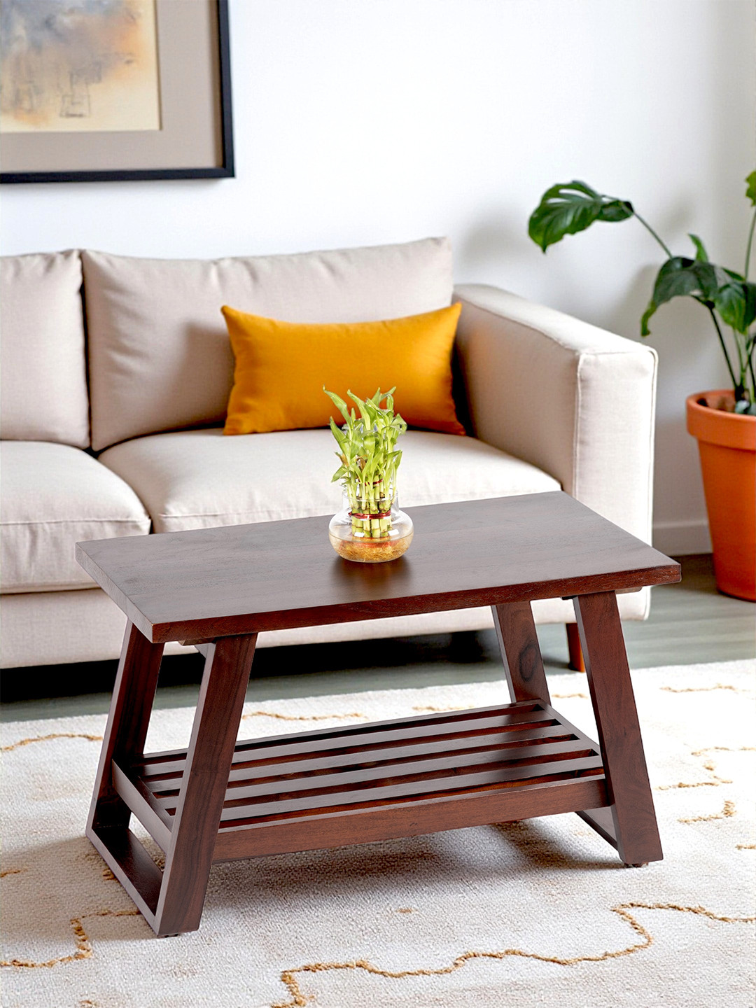 Ikiriya Sheesham Wood Accent Coffee Table In Dark Walnut Finish