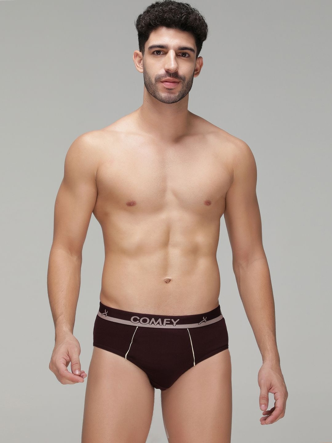 Amul Comfy Men's Plain Cotton Multicolour Brief Pack of 3