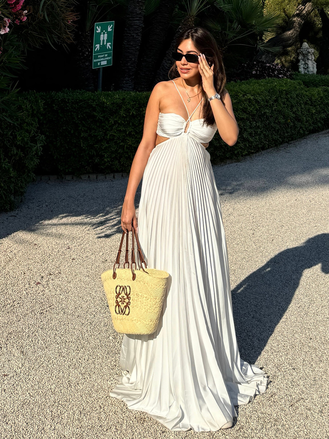 Miss Mosa By Akanksha  Women White Hay Luxe Pleated Flowy Maxi Dress