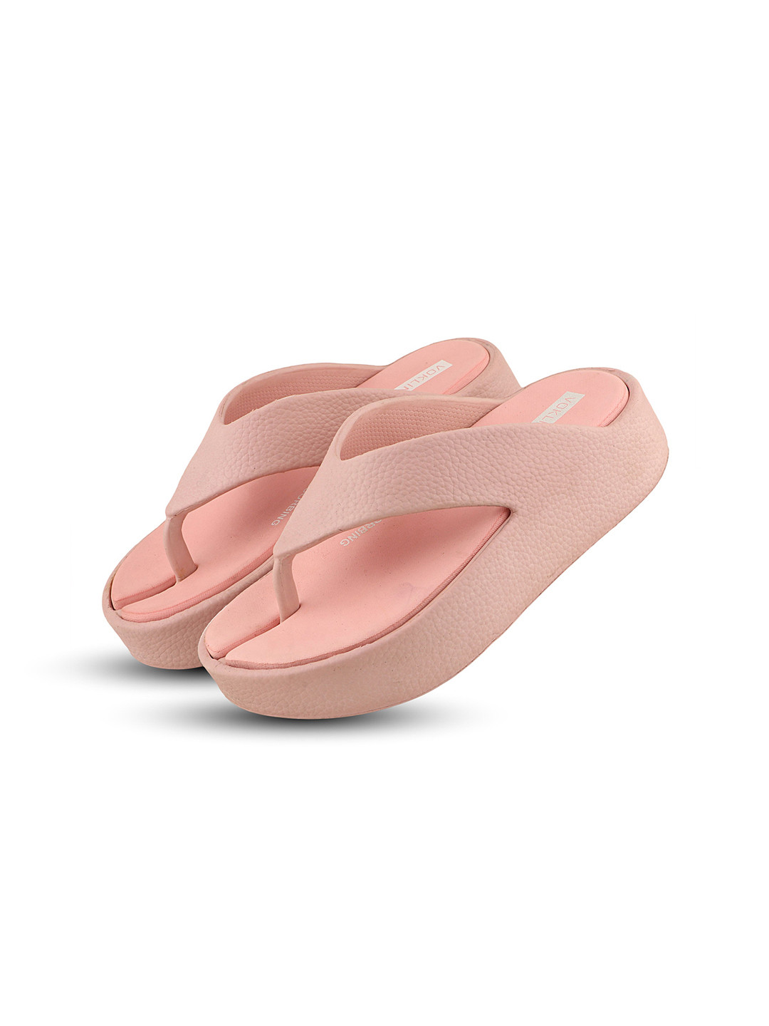 VOKLINE Women Textured Chunky Thong Flip-Flops