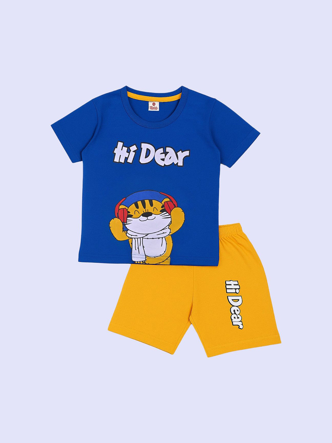 KIDSCUTE Infant Boys Graphic Printed Pure Cotton T-shirt With Shorts