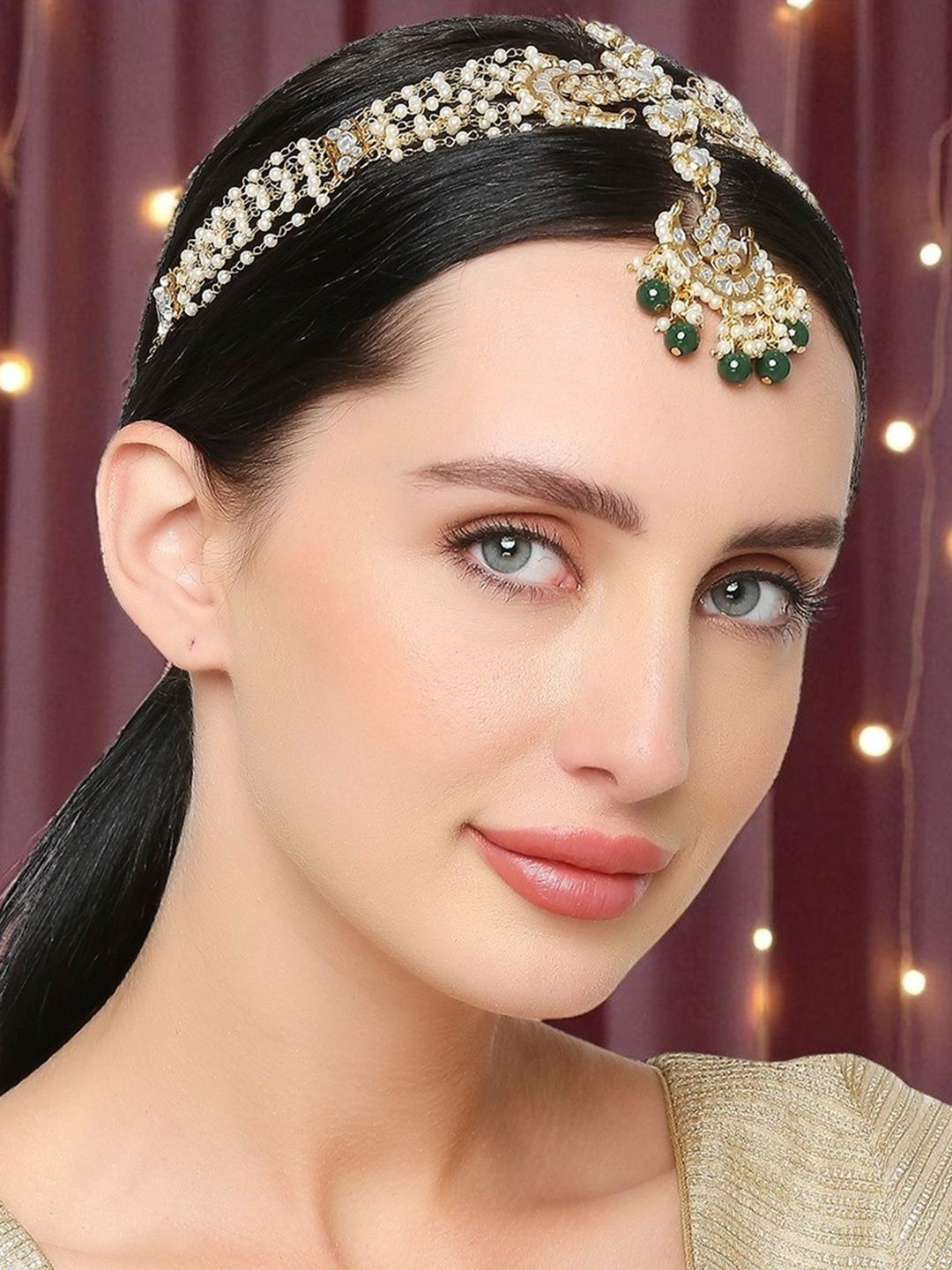 fabula Kundan Studded And Pearls Beaded Vilandi Sheeshphool