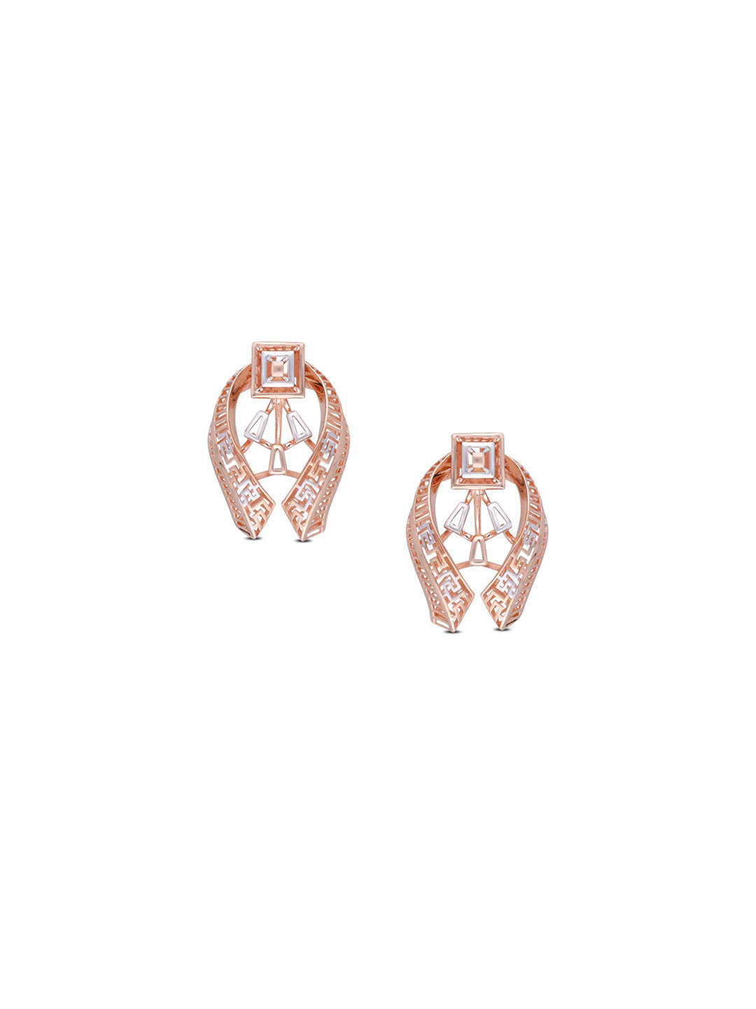 C KRISHNIAH CHETTY JEWELLERS PVT LTD 18KT Gold Geometric Silhouette Stud Earrings - 3.53 g