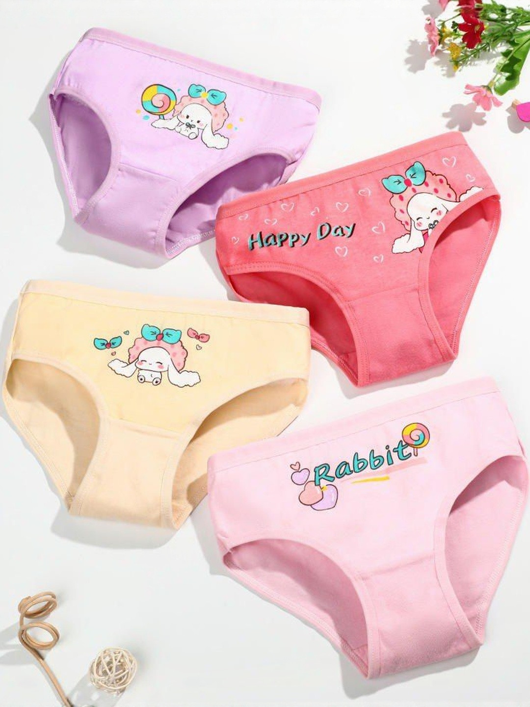 ASJAR Kids Girls Pack of 2 Cotton Assorted Briefs