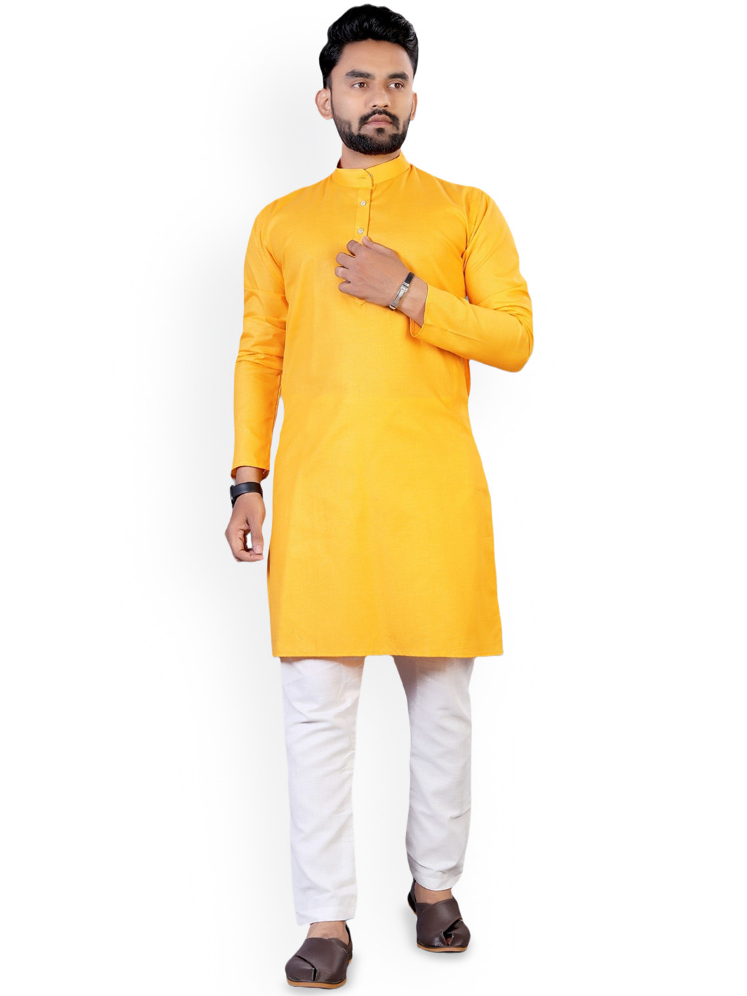 COCHICO ENTERPRISES Men Solid Festive Cotton Straight Kurta