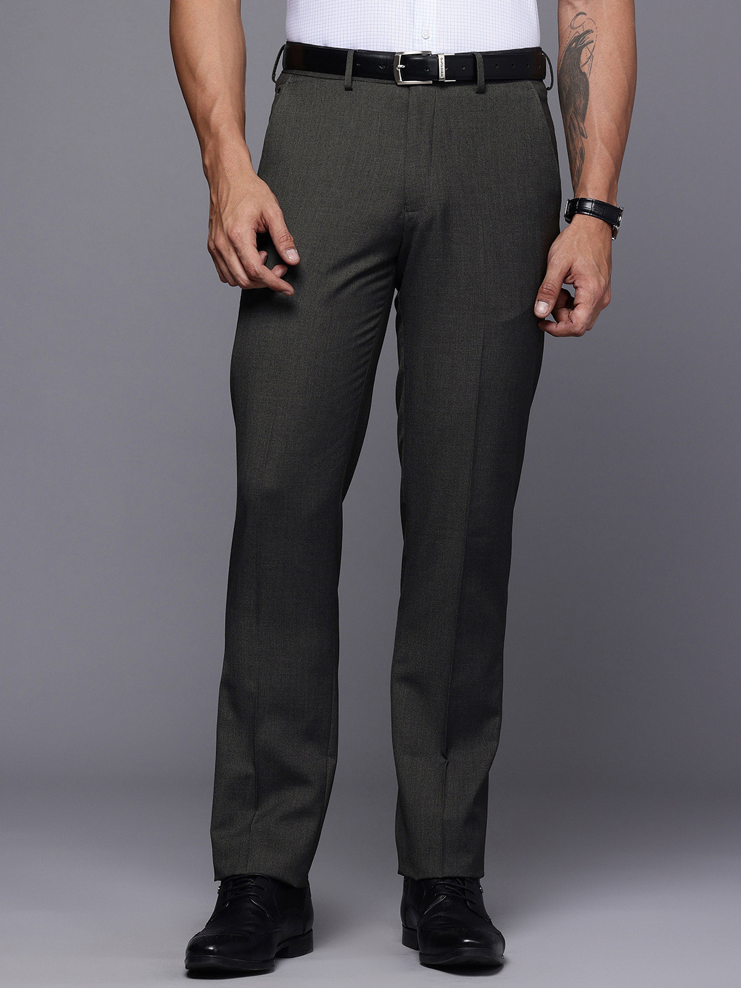 Louis Philippe Men Flat- Front Formal Trousers