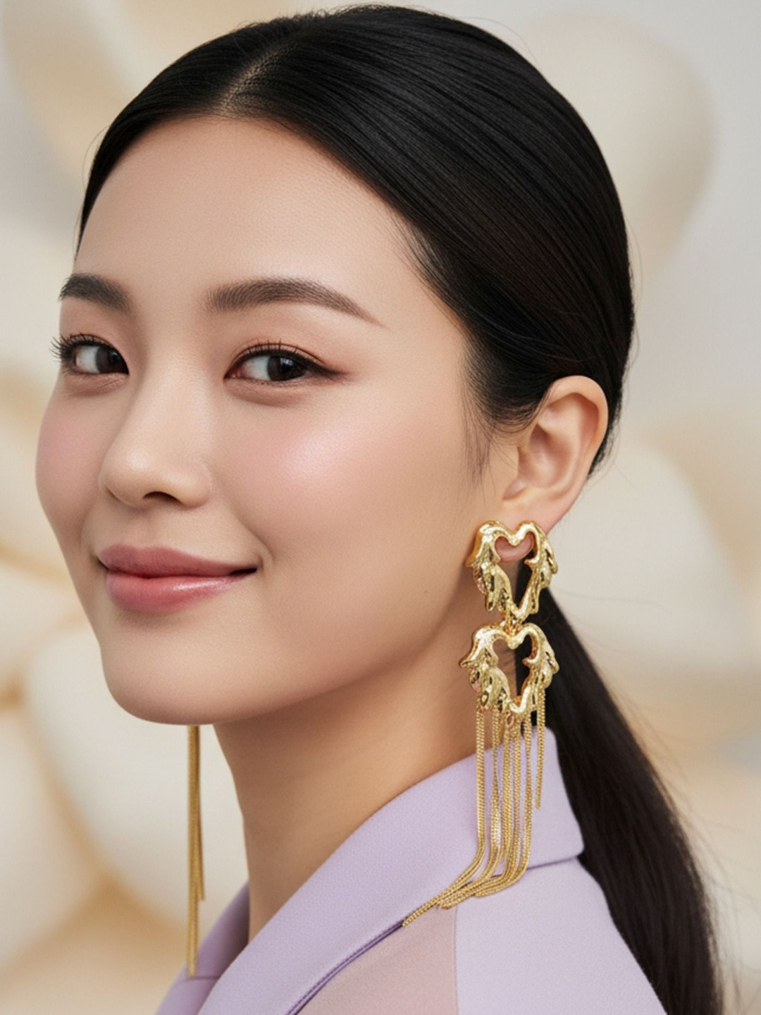 GAURANGI Women Heart Shaped Chandelier Drop Earrings