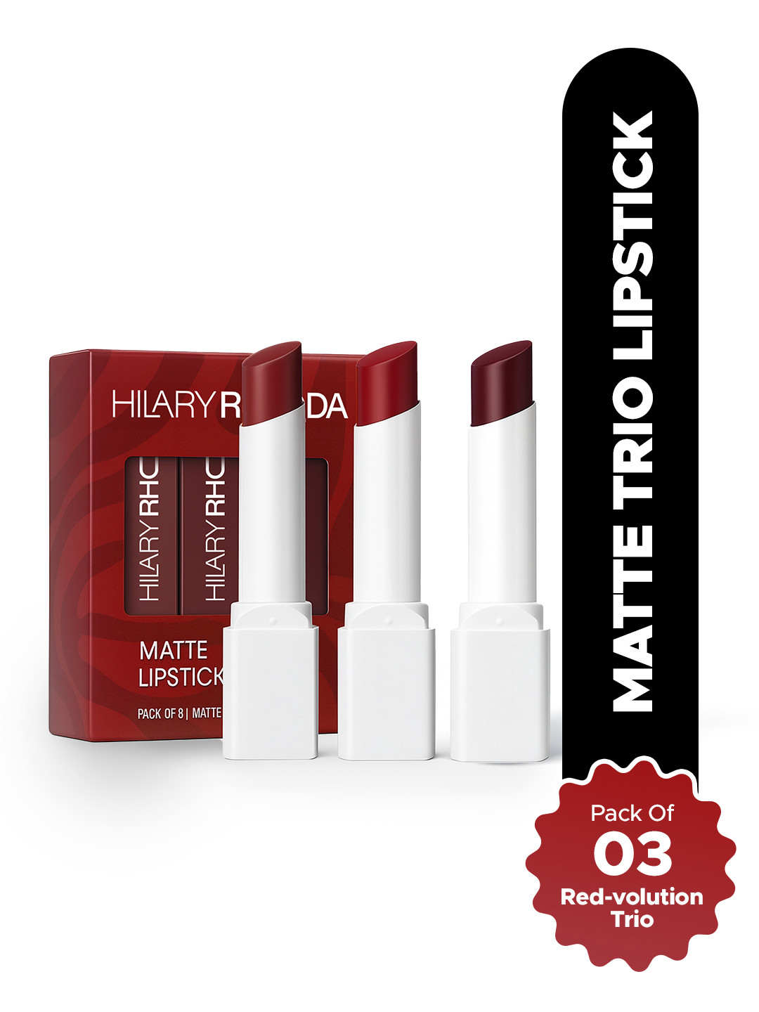 Hilary Rhoda Set Of 3 Matte Finish Lipstick- 3g Each - Volution Trio - 01