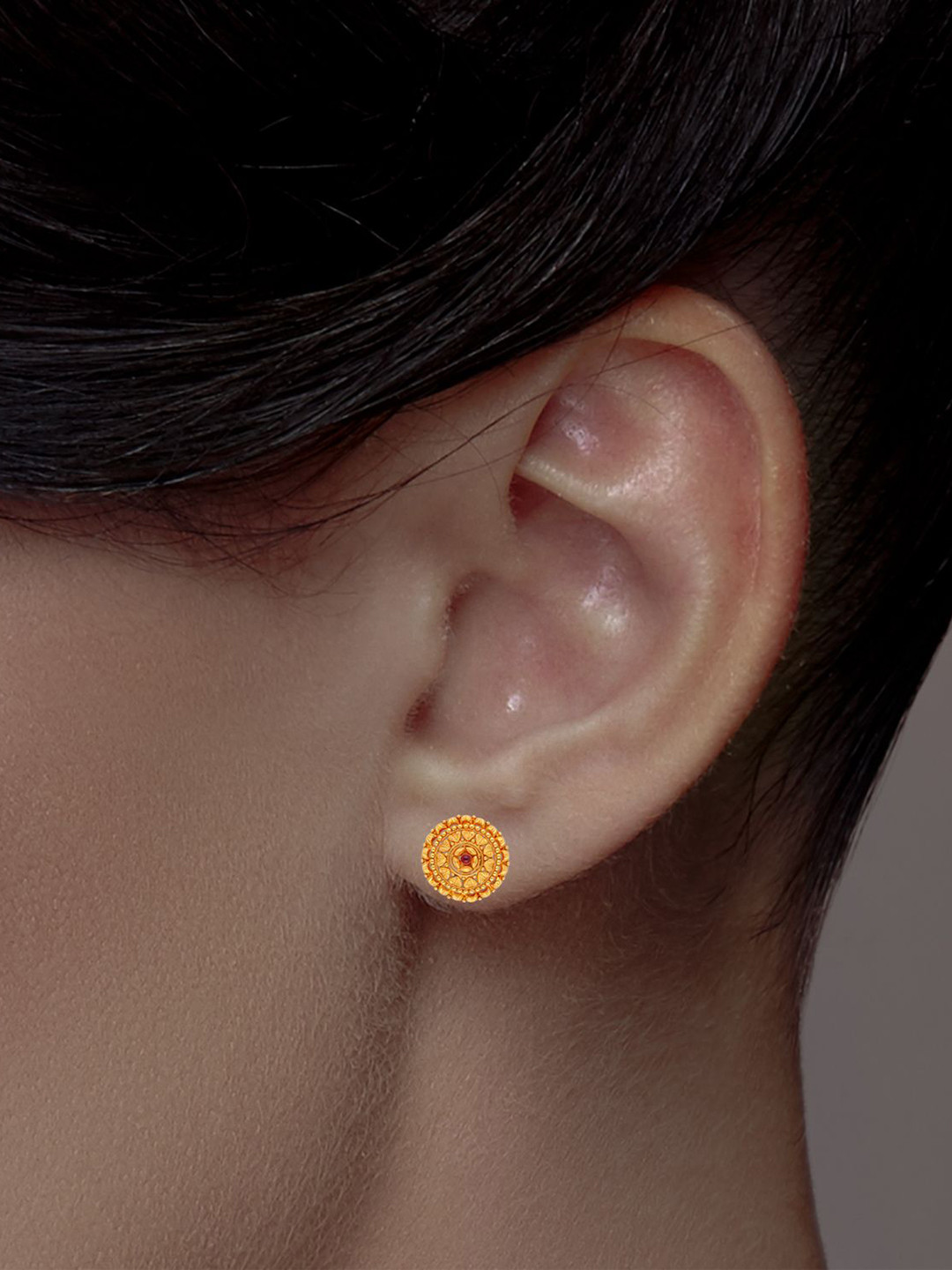 C KRISHNIAH CHETTY JEWELLERS PVT LTD 22KT Gold Aarunya Stud Earrings - 6.13 g