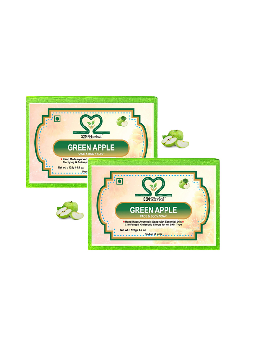 S2M Herbal Set Of 2 Green Apple Handmade Soap- 125 g Each