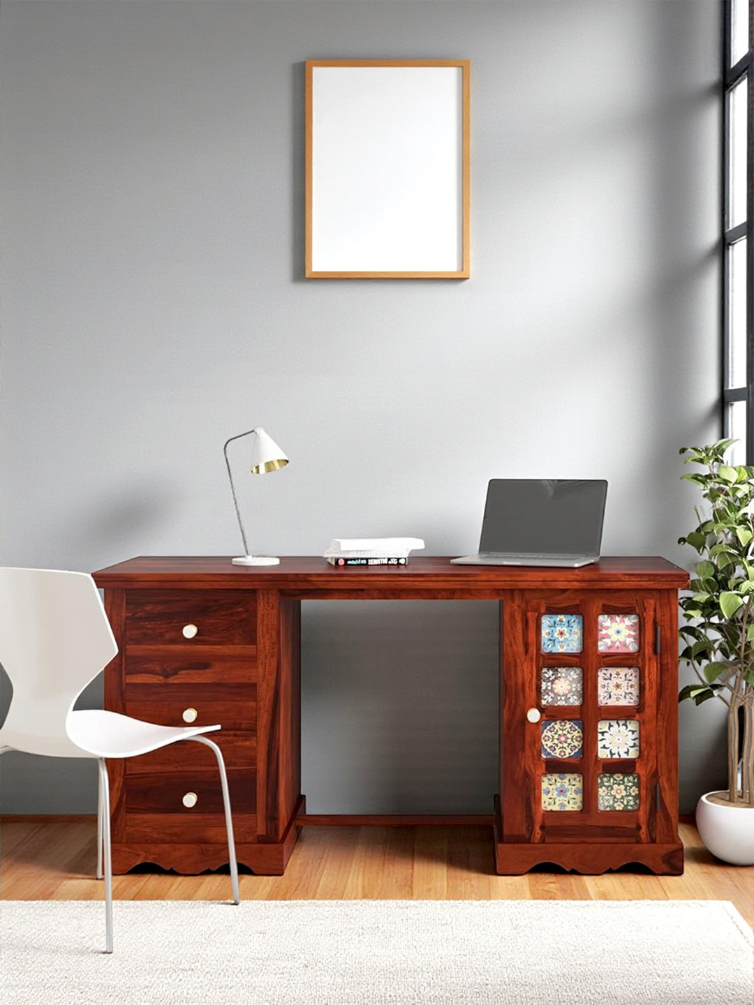 Ikiriya Sheesham Wood Study Computer Table (Honey Finish)