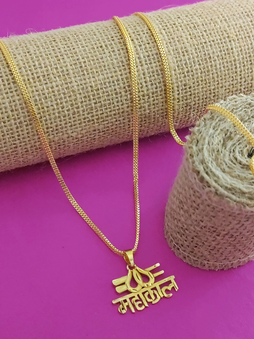 OM KRISHIV COLLECTION Gold-Plated Contemporary Pendants With Chain