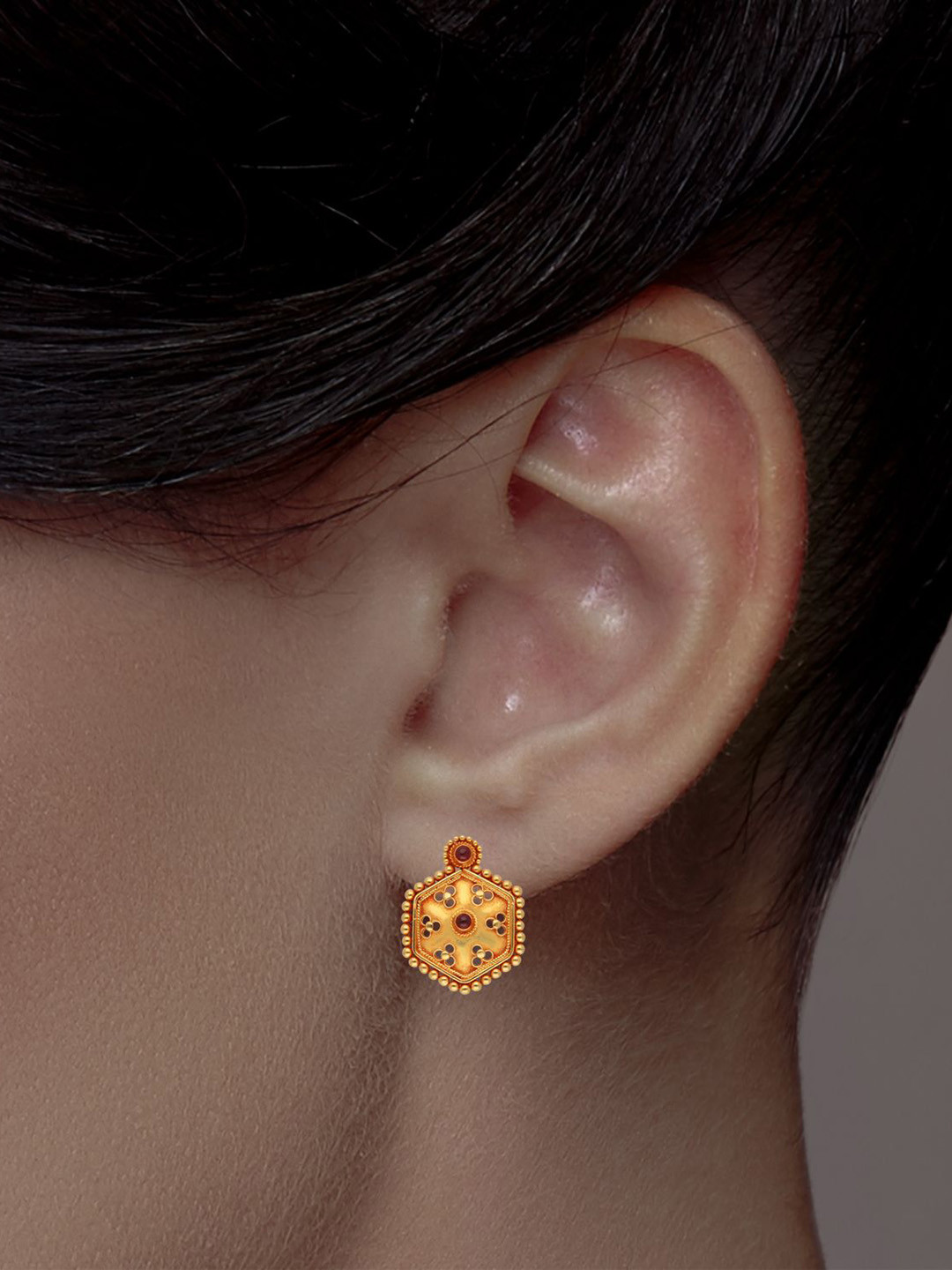 C KRISHNIAH CHETTY JEWELLERS PVT LTD Women 22KT Gold Regal Stud Earrings - 7.78 g