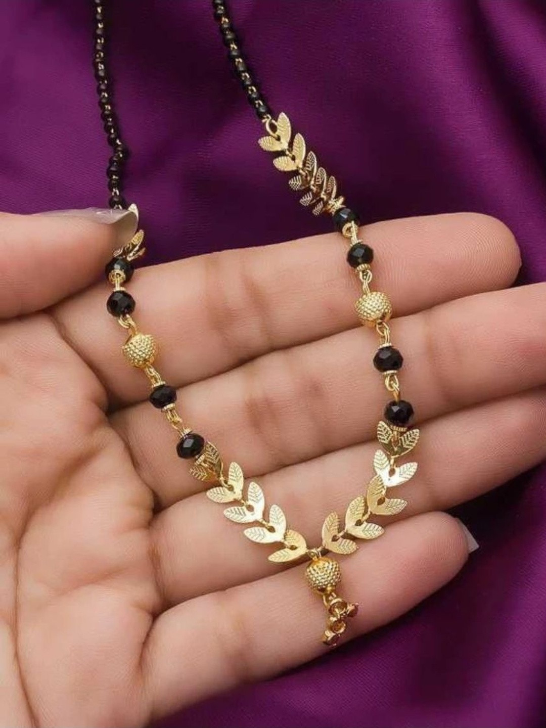 Shine Sales Artificial Stones Studded Leaf Shaped Mangalsutra