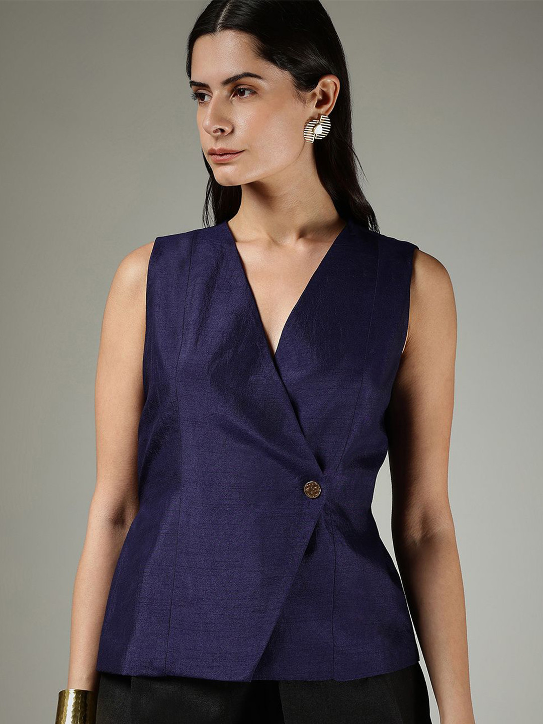 FableStreet Women Silk V-Neck Waistcoat Vest Top