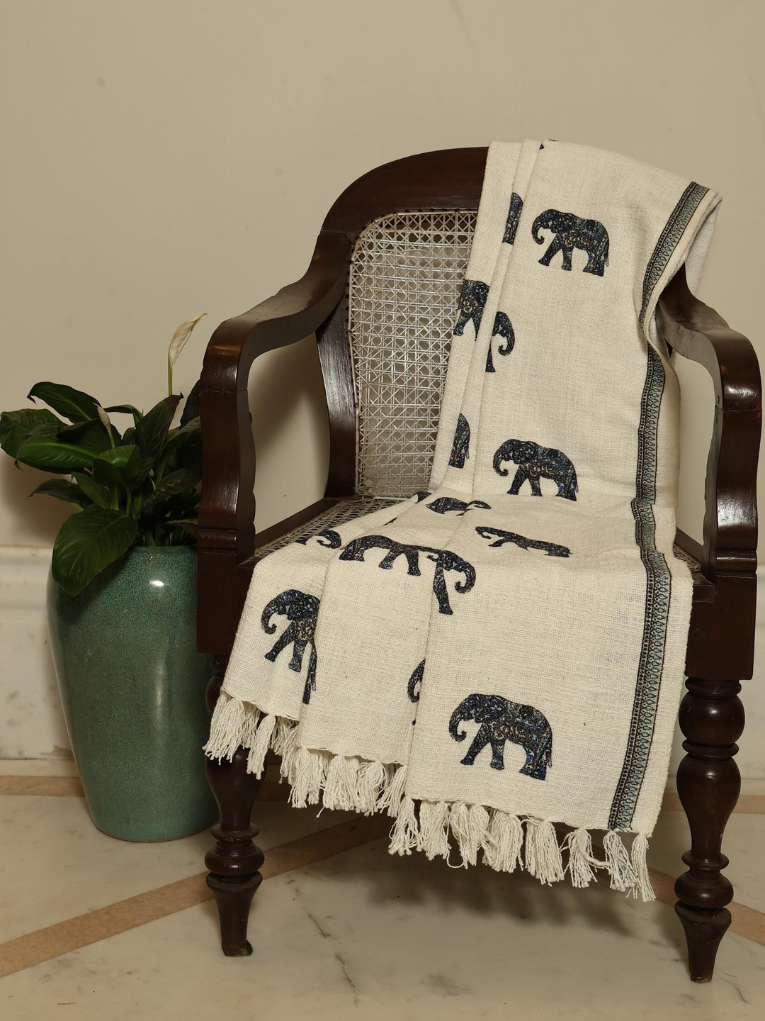 Crown of Poppies Cotton Elephant Walk Printed Throw