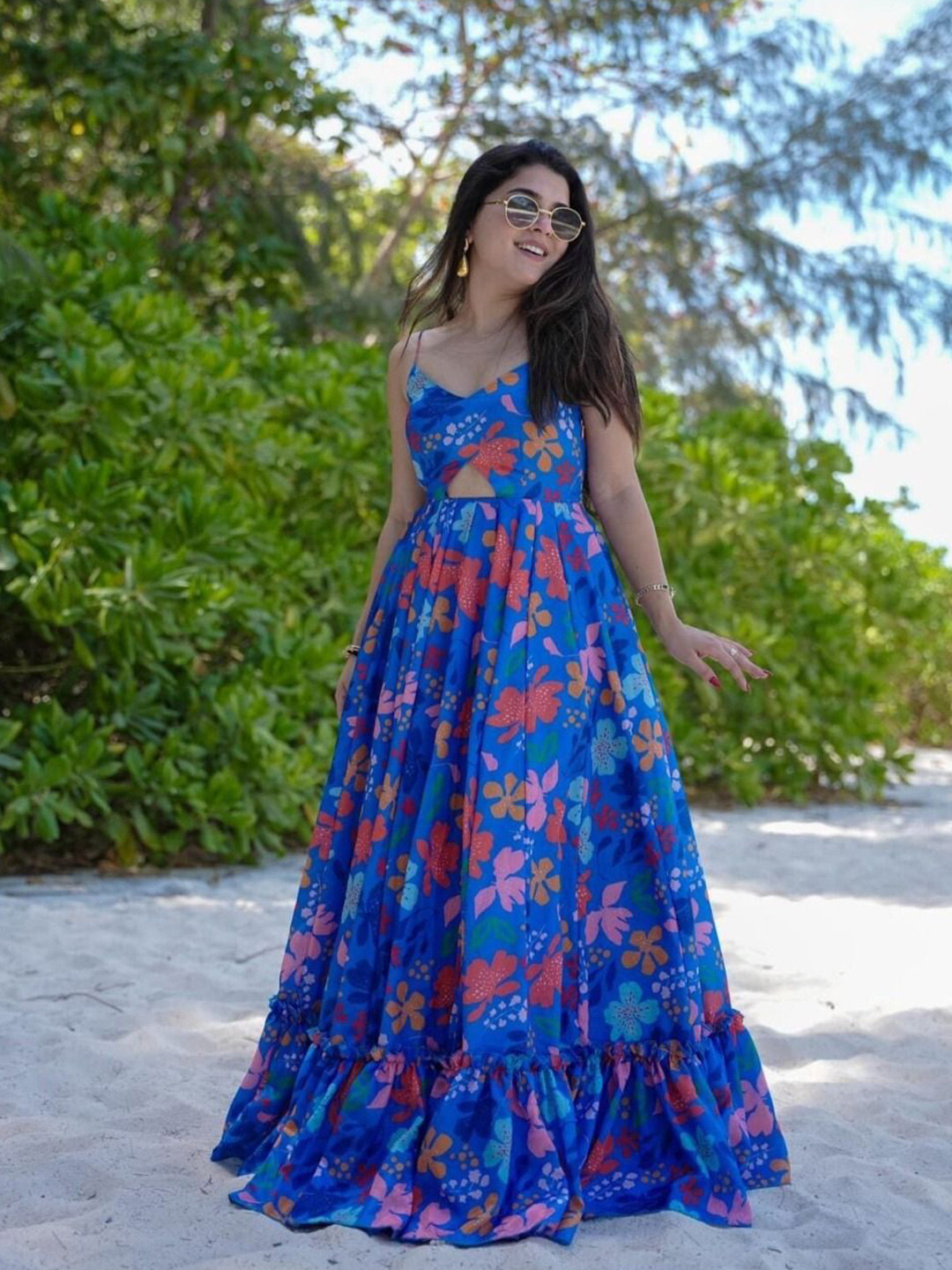 J.KANJI Floral Printed Maxi Dress