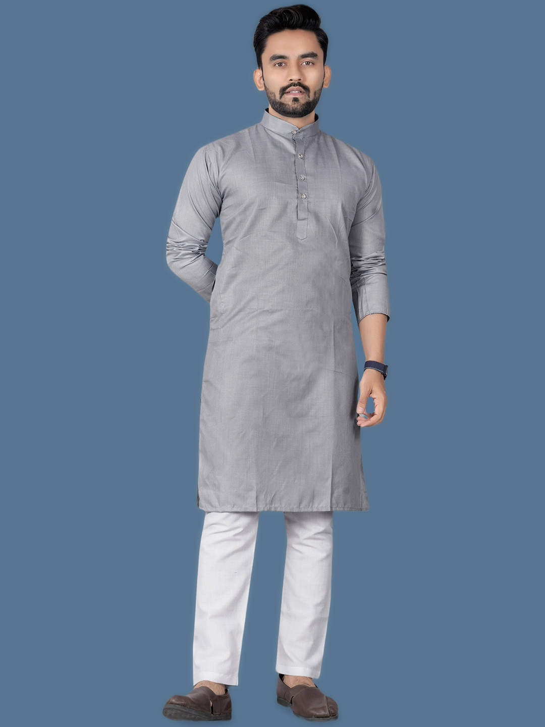 MAHI CREATIVE Men Solid Festive Cotton Straight Kurta