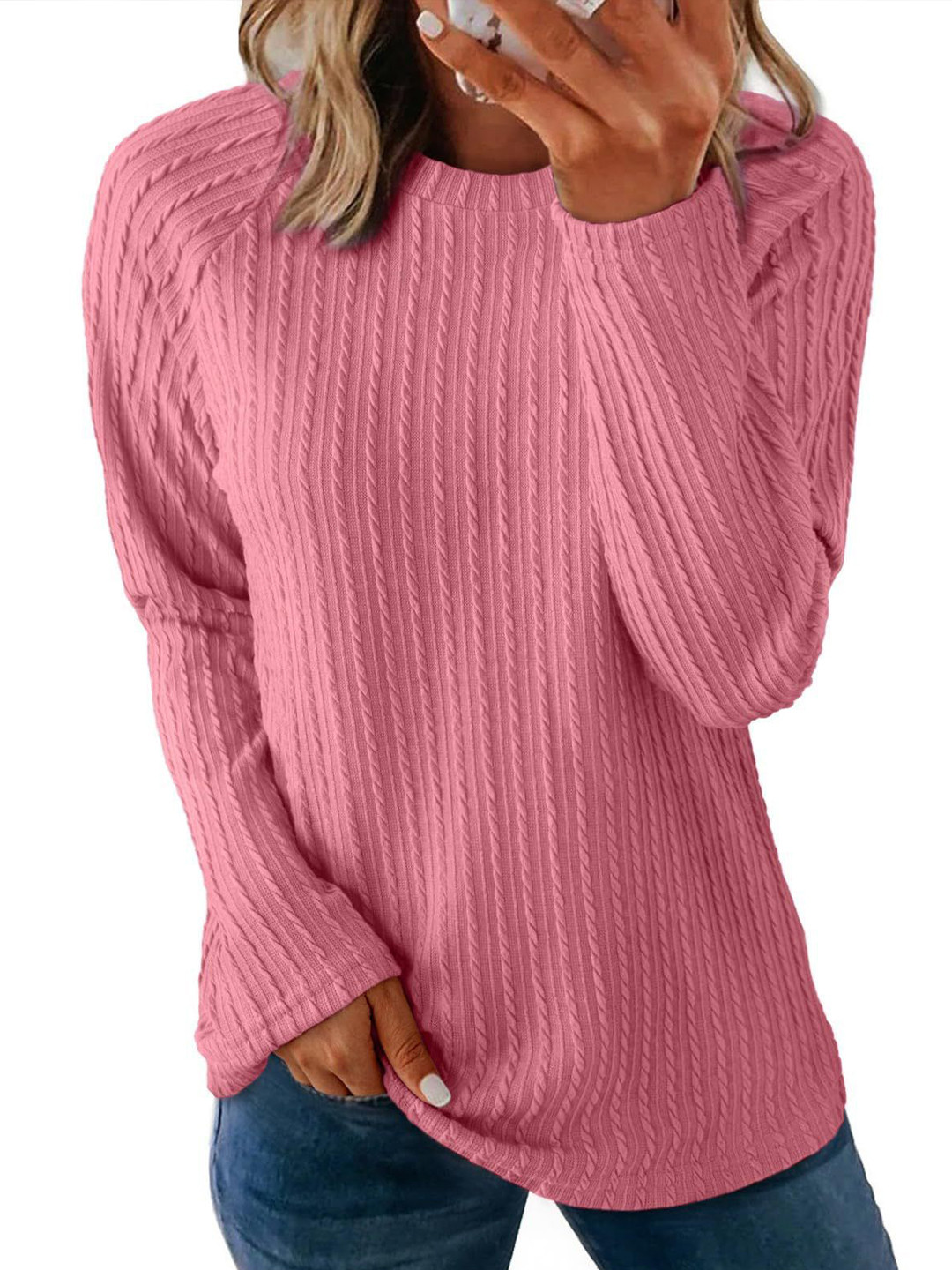 StyleCast x Revolte Women's Ribbed Raglan Full Sleeve Regular Top