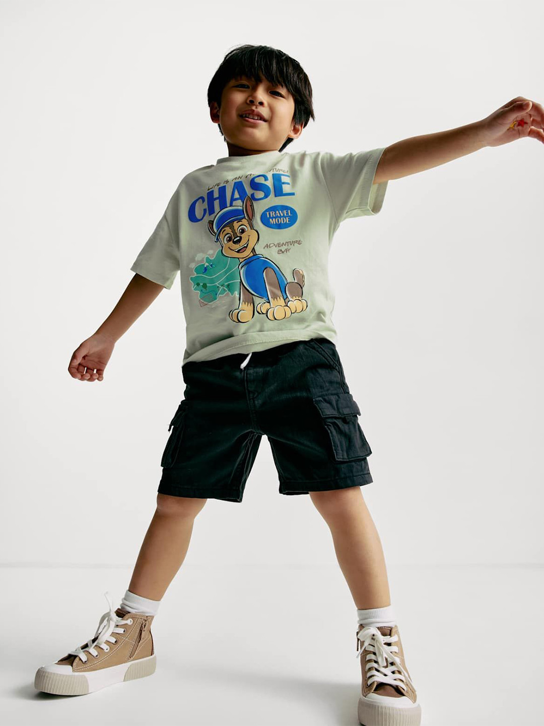 Marks & Spencer Boys Paw Patrol Printed Drop-Shoulder Sleeves Cotton T-shirt