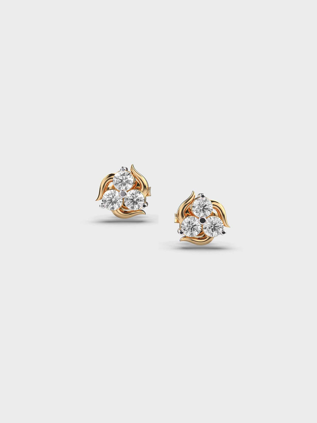 Jewelbox Women 18Kt Gold Budding Bloom Stud Earrings With 0.34 Carat With Diamond