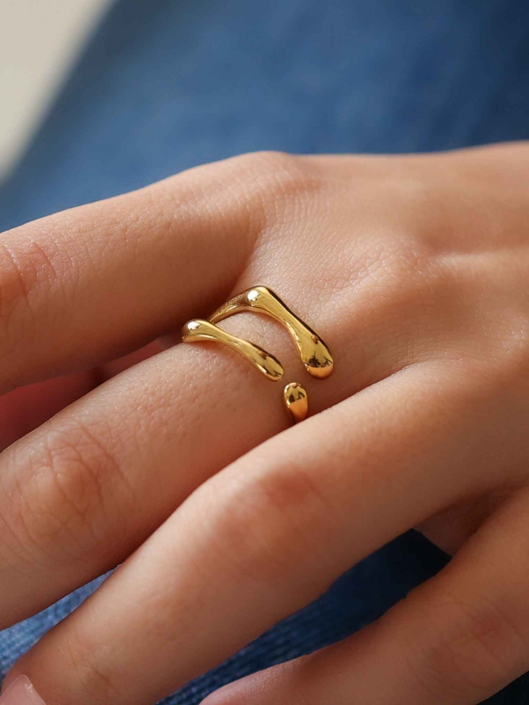 LOLO LePA Gold Plated Adjustable Geometric Finger Ring