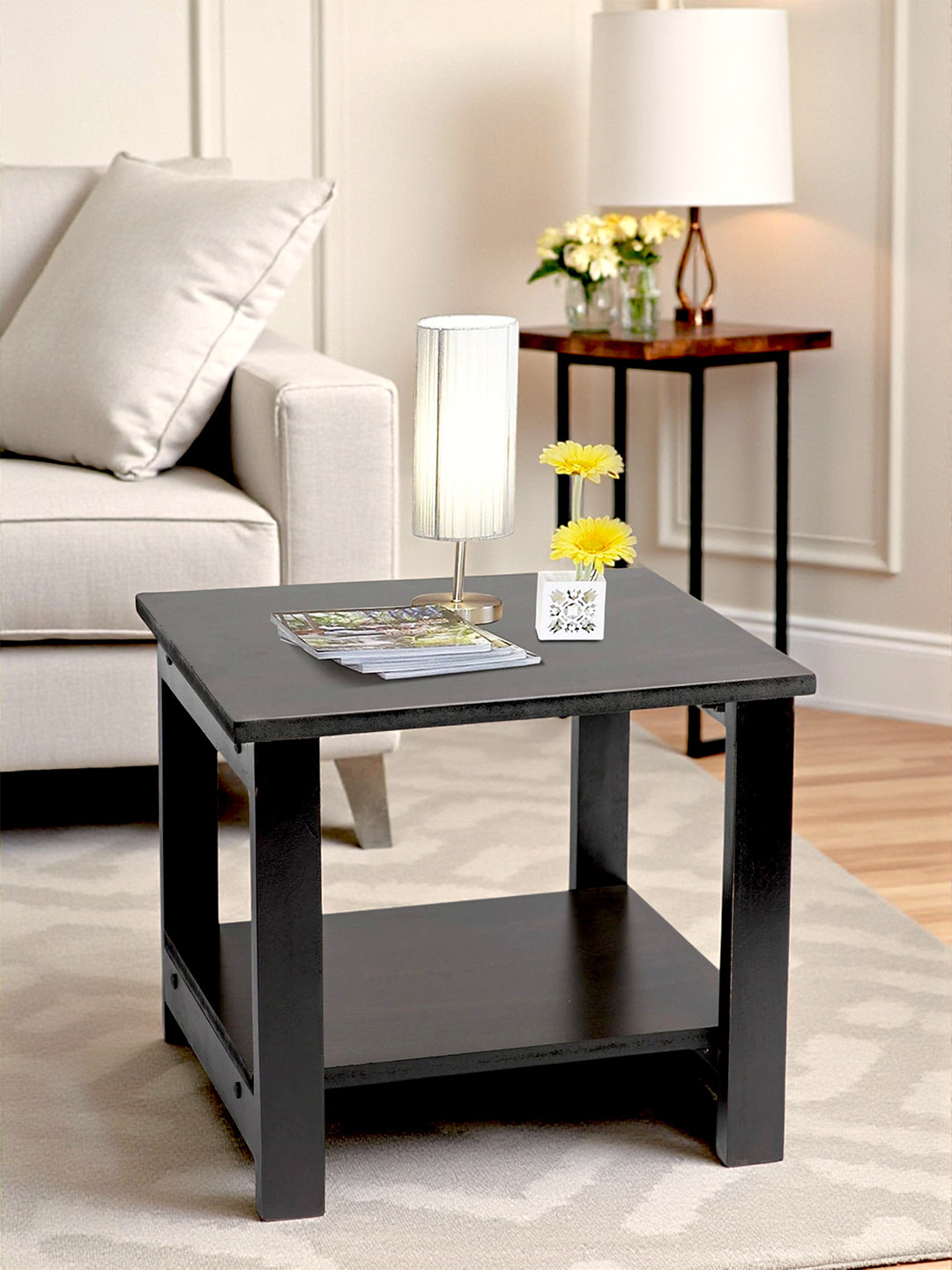 Ikiriya Sheesham Wood Contemporary Coffee Table In Extra Dark Mahagony Finish