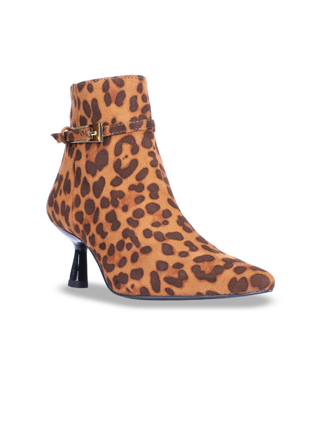 Saint G Women Animal Printed Kitten-Heeled Regular Boots With Buckle Detail