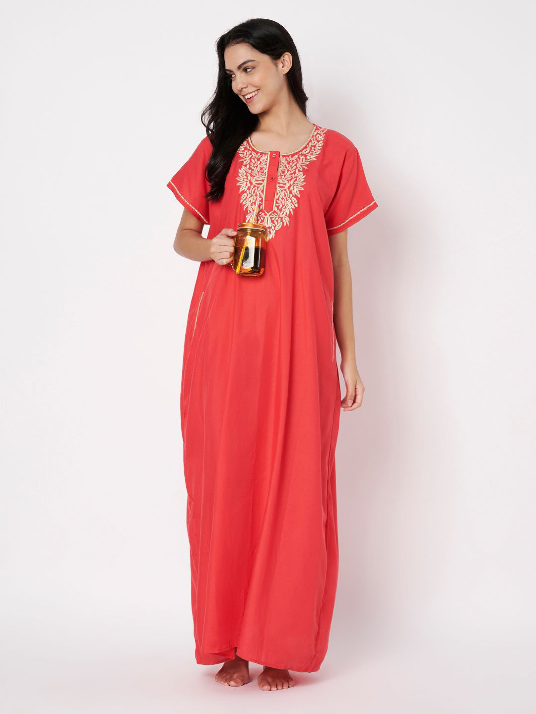 KOI SLEEPWEAR Women Solid Maxi Nightdress