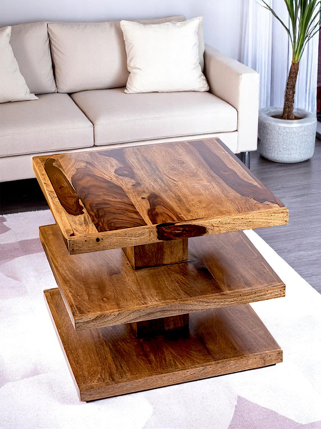 Ikiriya Sheesham Wood Accent Coffee Table In Teak Finish