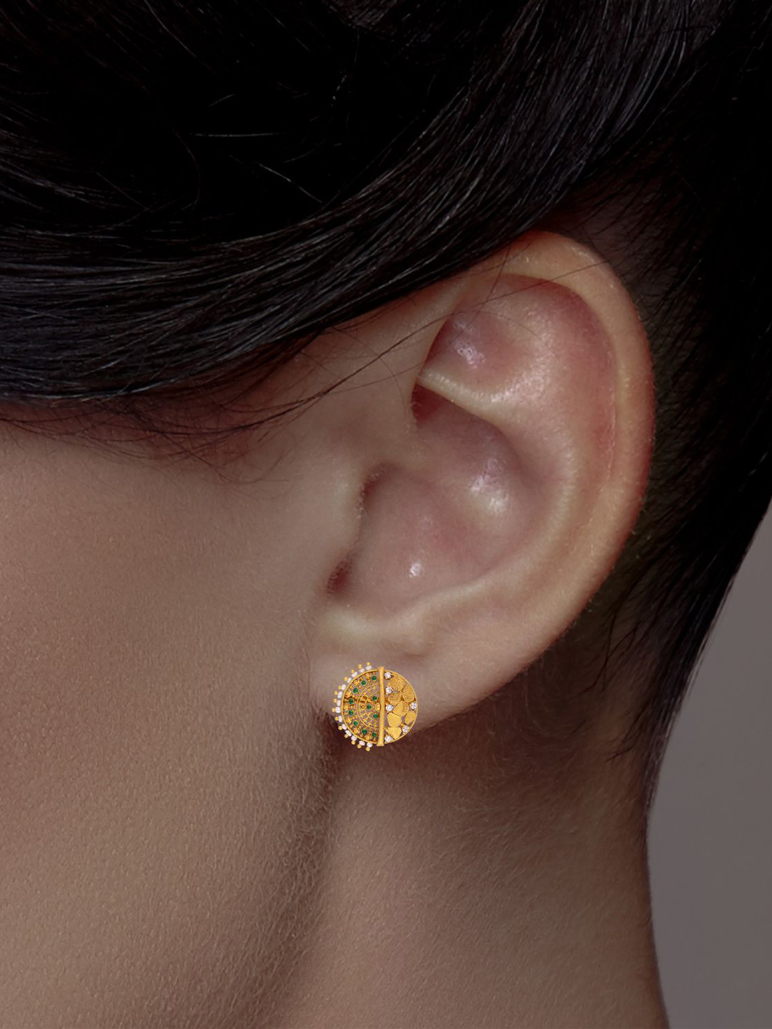C KRISHNIAH CHETTY JEWELLERS PVT LTD Women 22Kt Gold Stone Studded Stud Earrings - 8.04 g