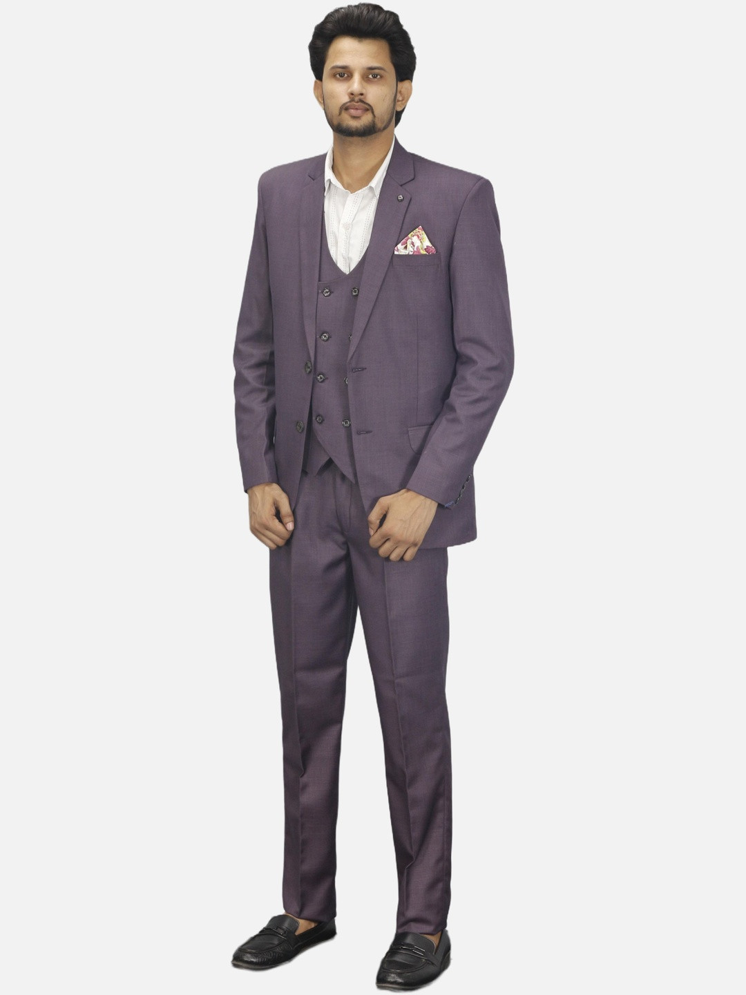 GARGIAN Master Cut Men Solid Single-Breasted Long Sleeves 3 Piece Suit